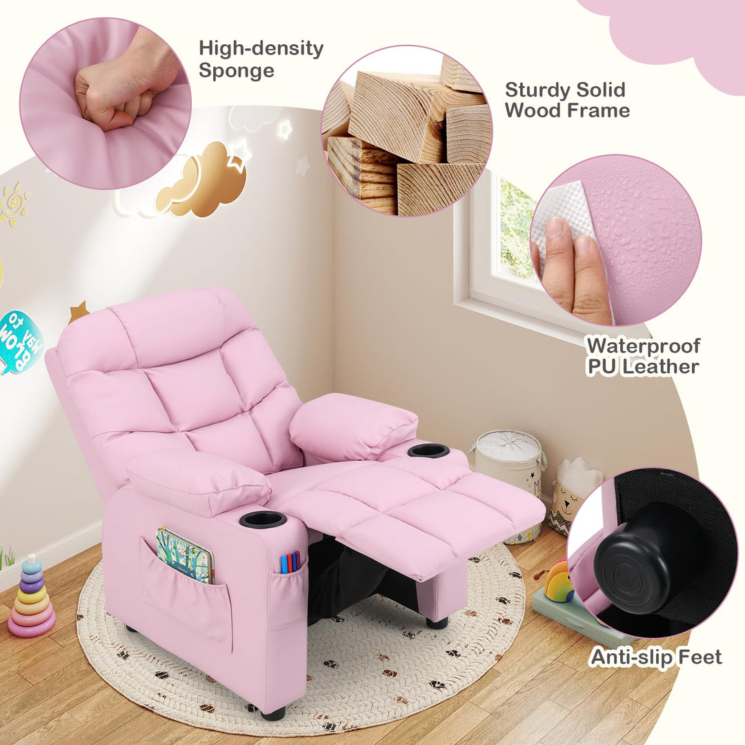 Kids Recliner Chair, Reclining Toddler Push Back Sofa, for Kids Ages 3+