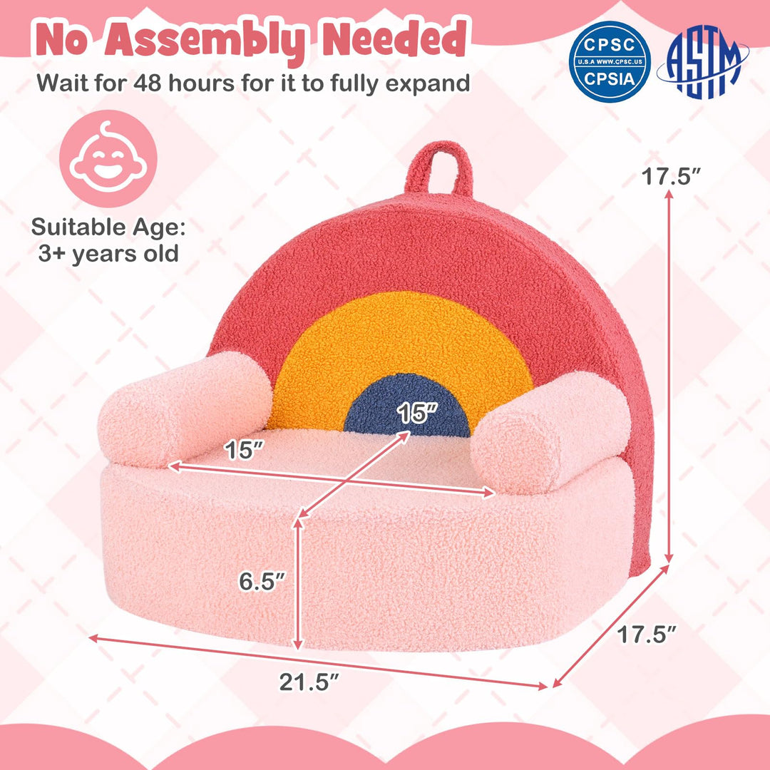 Kids Couch, Toddler Foam Sofa with Soft &amp; Machine-Washable Teddy Fleece Cover
