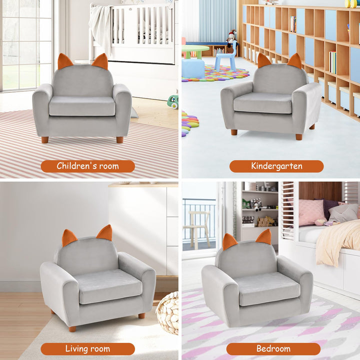 Kids Sofa, Children Armrest Chair with Sturdy Wood Construction and Dutch Velvet