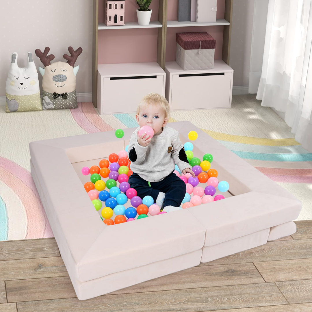 Modular Kids Play Couch, 9-Piece Climb &amp; Crawl Foam and Floor Playset w/ Breathable Suede Fabric