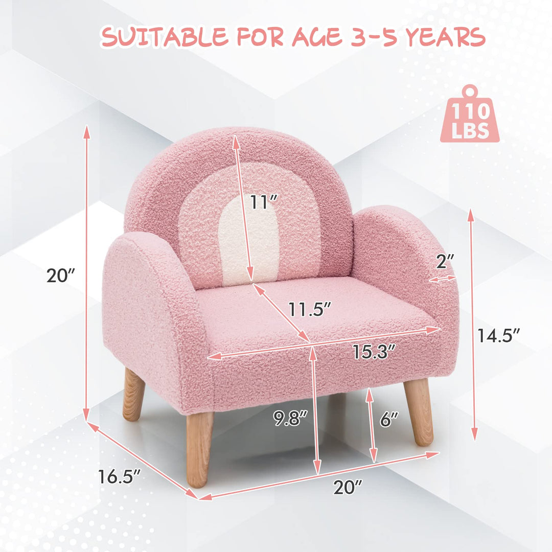Kids Sofa, Toddler Armchair with Solid Wooden Frame Anti-Tipping Design Plush Fabric