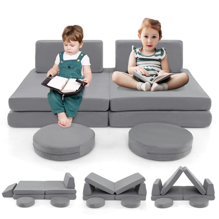 6-Piece Modular Children Play Sofa Set, Convertible Foam Furniture for Kids