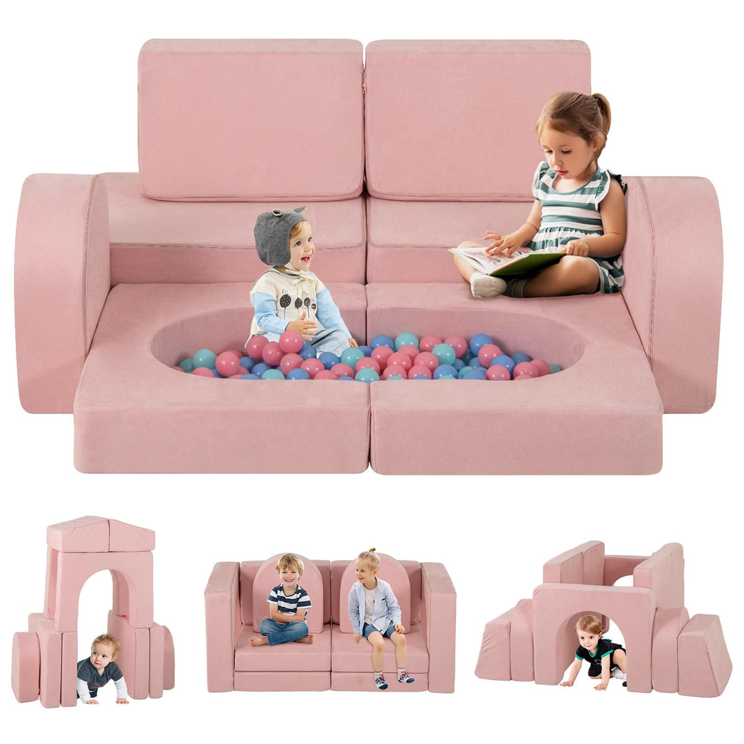 Modular Kids Play Couch, 8 PCS Toddler Creative Sectional Fort Building Sofa for Playroom