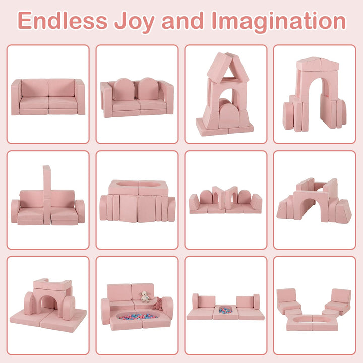 Modular Kids Play Couch, 8 PCS Toddler Creative Sectional Fort Building Sofa for Playroom