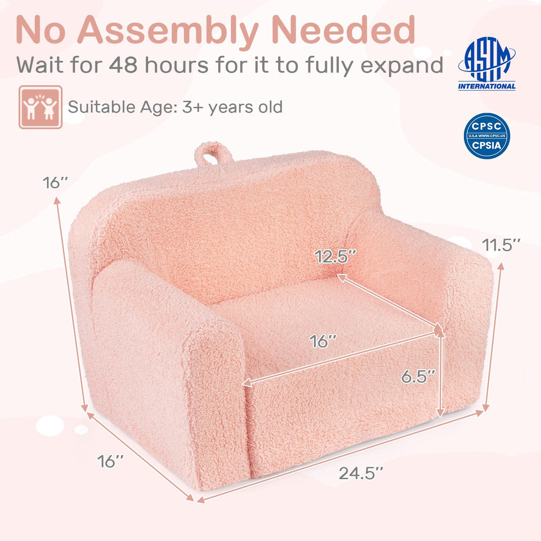 Kids Sofa, Toddler Foam Couch with Soft Fleece Fabric Cover