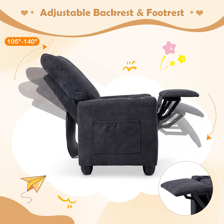 Kids Recliner, Toddler Push Back Reclining Chair with Adjustable Backrest &amp; Footrest