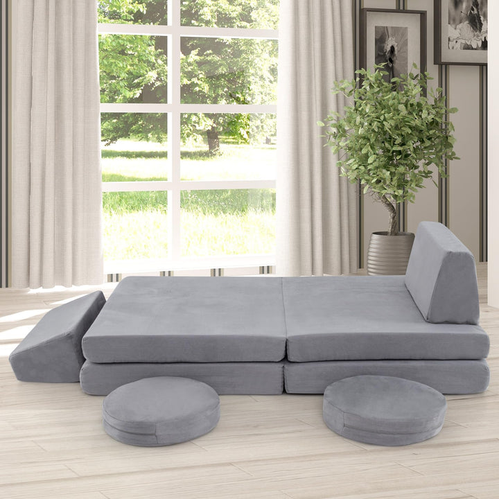 6-Piece Modular Children Play Sofa Set, Convertible Foam Furniture for Kids