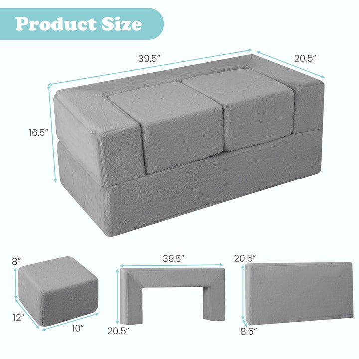 Modular Kids Play Couch, Toddler Sectional Fort Building Sofa for Playroom
