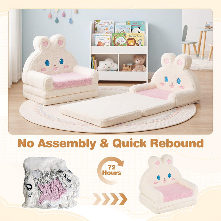 Convertible 2-in-1 Kids Sofa to Lounger  Fold-Out Toddler Couch with Removable Cover
