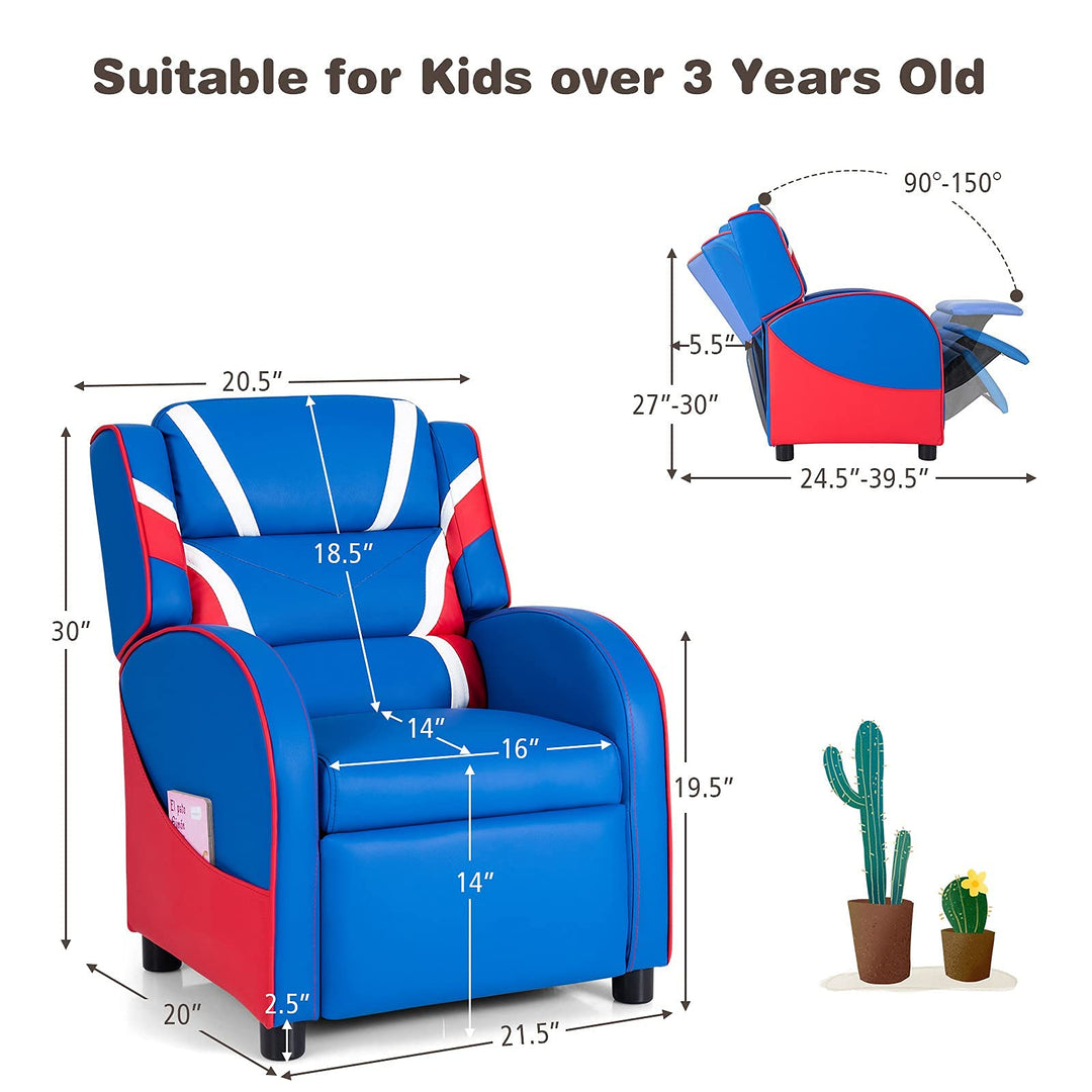 Kids Recliner Chair, Ergonomic Children Lounge Sofa with Adjustable Backrest