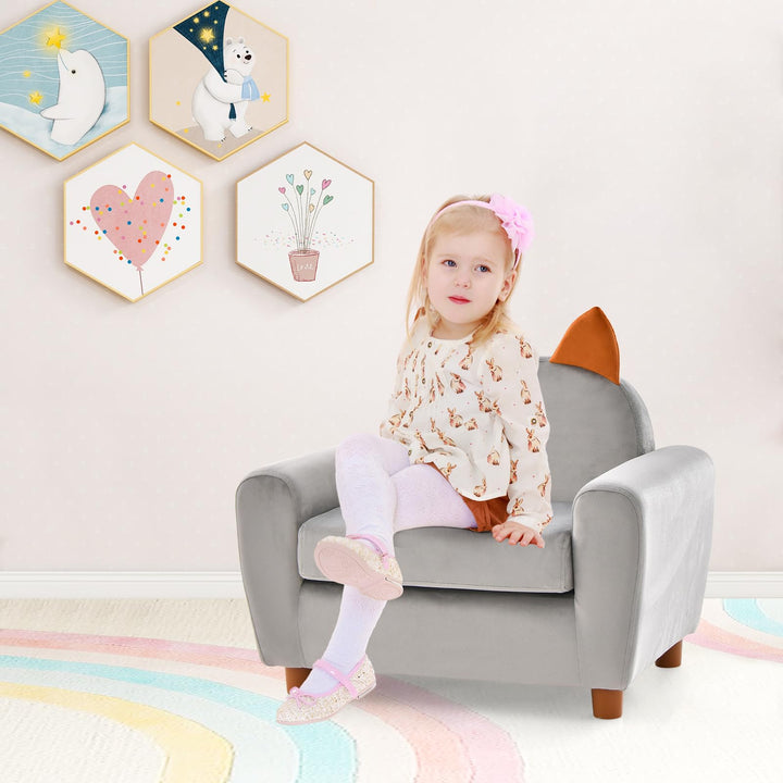 Kids Sofa, Children Armrest Chair with Sturdy Wood Construction and Dutch Velvet