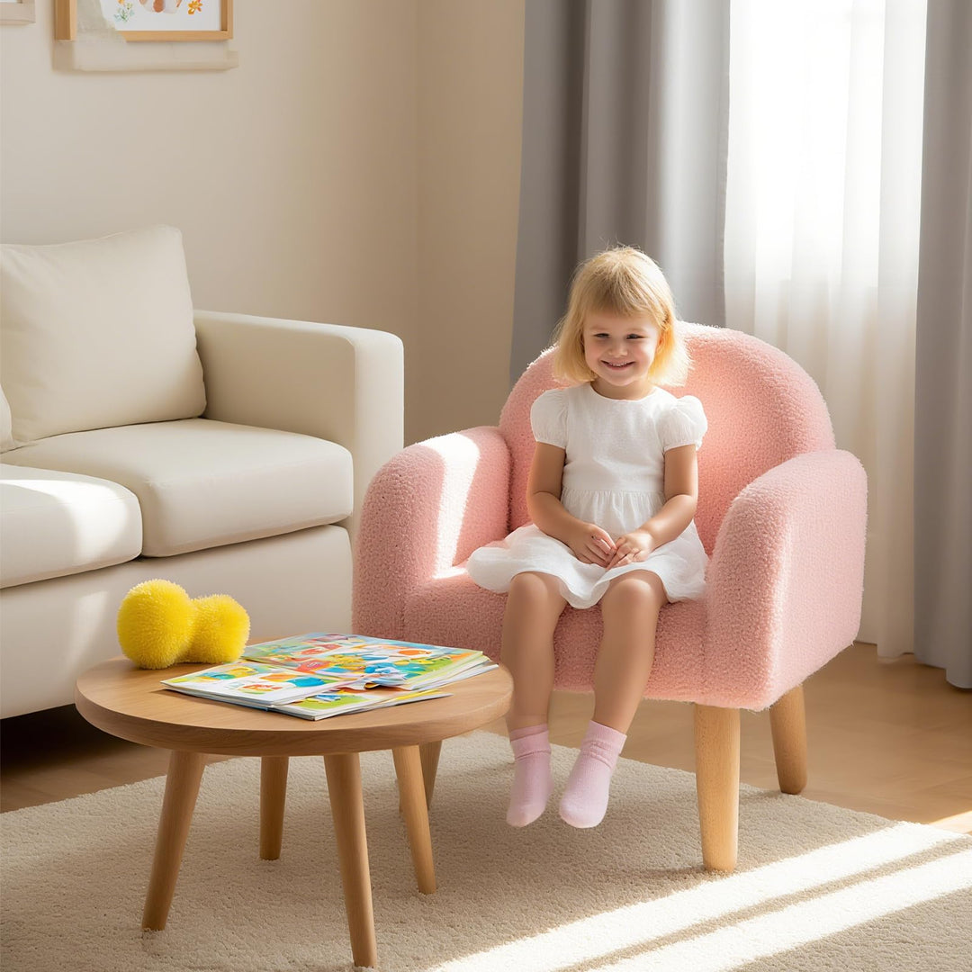 Plush Toddler Armchair, Cozy Kids Sofa with Supportive Back &amp; Armrests