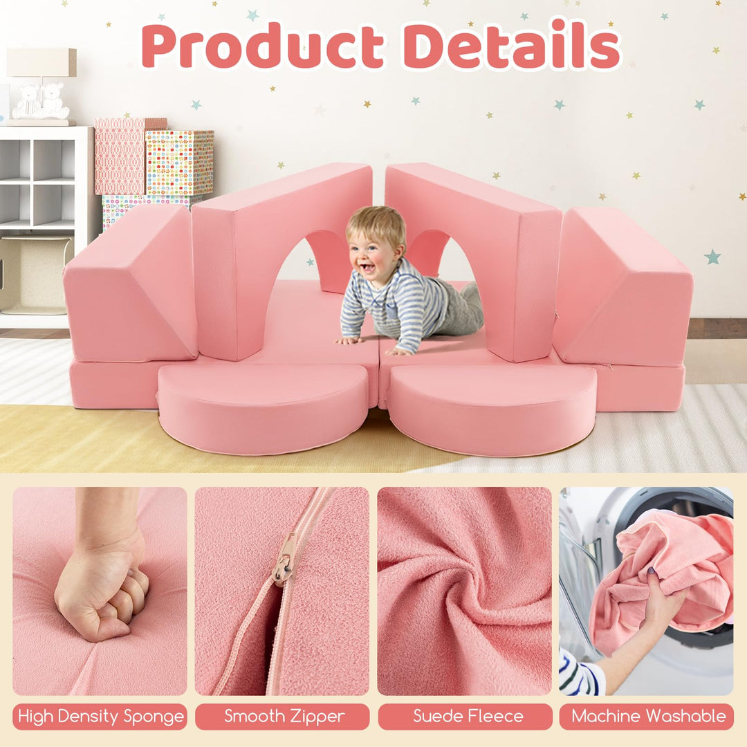 Mondular Kids Play Couch, 8PCS Toddler Sectional Sofa Building Fort for Bedroom Playroom