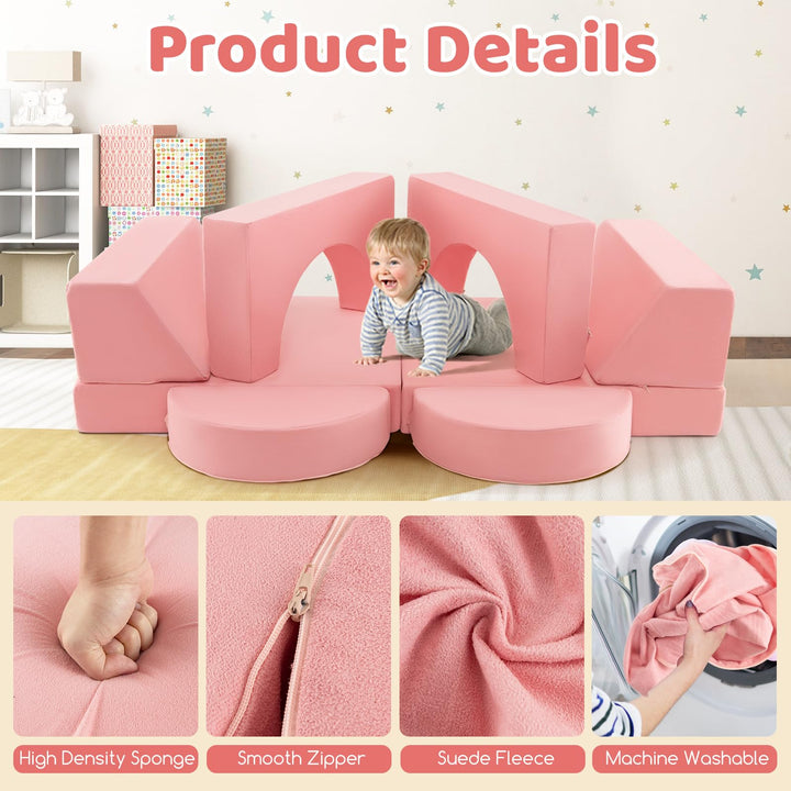 Mondular Kids Play Couch, 8PCS Toddler Sectional Sofa Building Fort for Bedroom Playroom
