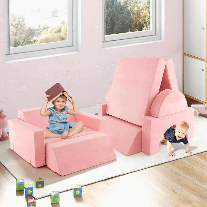 Mondular Kids Play Couch, 8PCS Toddler Sectional Sofa Building Fort for Bedroom Playroom