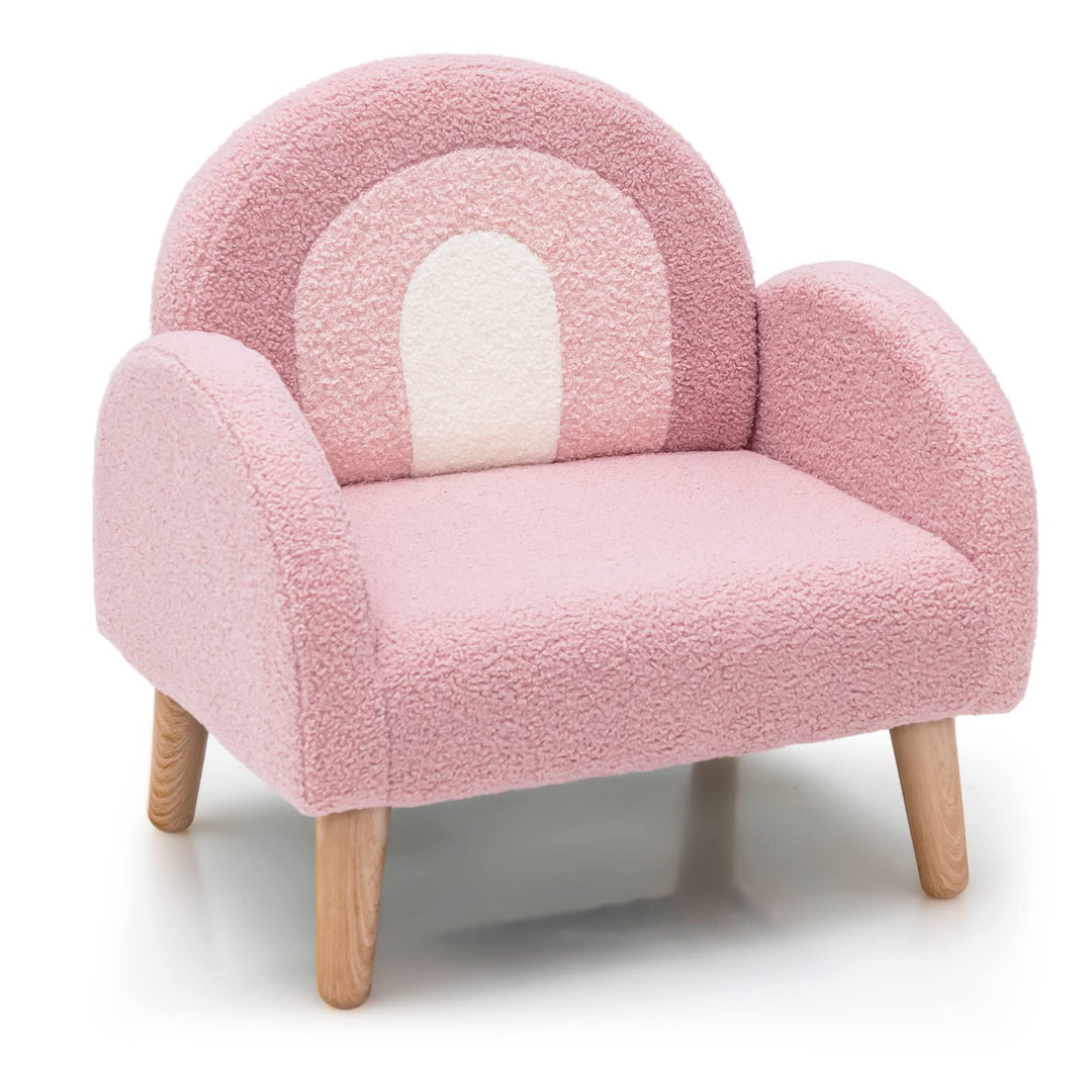 Kids Sofa, Toddler Armchair with Solid Wooden Frame Anti-Tipping Design Plush Fabric