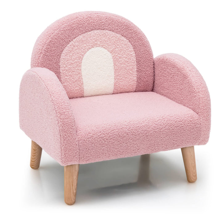 Kids Sofa, Toddler Armchair with Solid Wooden Frame Anti-Tipping Design Plush Fabric