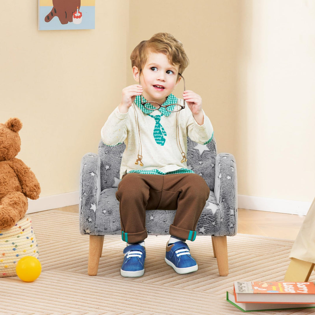 Kids Sofa with Glow in The Dark, Toddler Armchair Couch with Solid Wooden Frame Anti-Tipping
