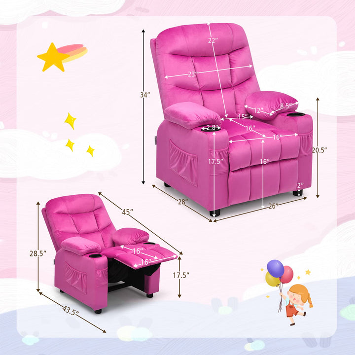 Kids Recliner Chair, Single Recliner Sofa Chair w/ Adjustable Backrest &amp; Footrest