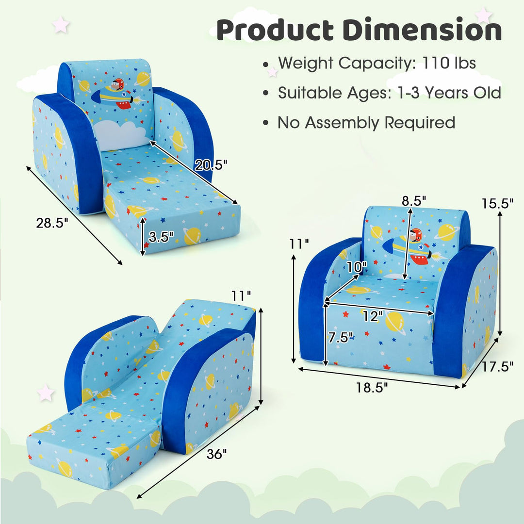 3-in-1 Convertible Chair, Kids Flip Open Seat, Children Sofa with Sponge Cushion Seat
