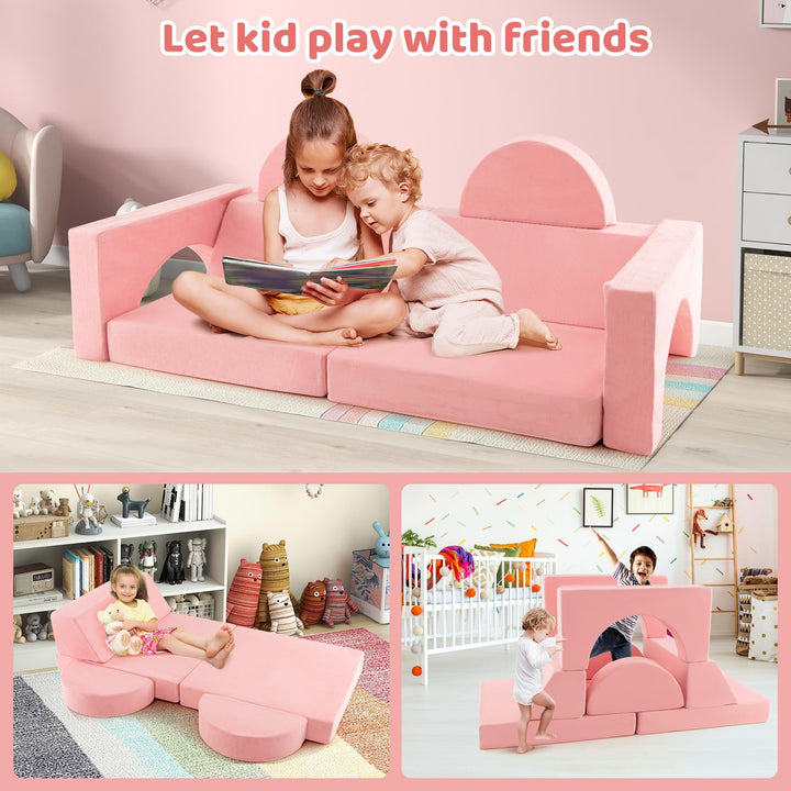 Mondular Kids Play Couch, 8PCS Toddler Sectional Sofa Building Fort for Bedroom Playroom