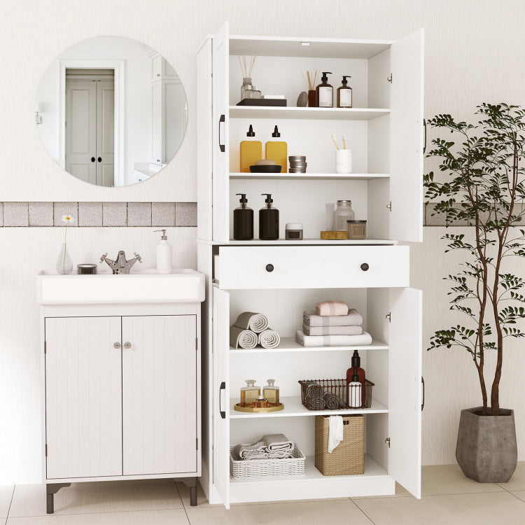 72 Inch Tall Modern Farmhouse Cupboard Cabinet with 4 Barn Doors