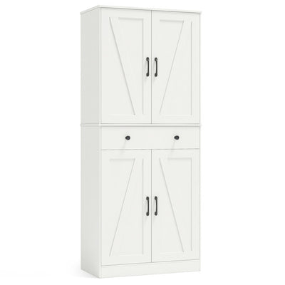 72 Inch Tall Modern Farmhouse Cupboard Cabinet with 4 Barn Doors