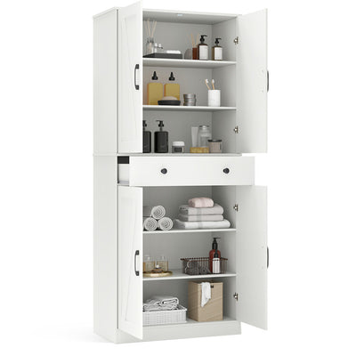 72 Inch Tall Modern Farmhouse Cupboard Cabinet with 4 Barn Doors