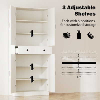 72 Inch Tall Modern Farmhouse Cupboard Cabinet with 4 Barn Doors