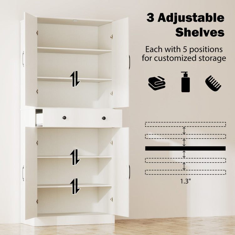 72 Inch Tall Modern Farmhouse Cupboard Cabinet with 4 Barn Doors