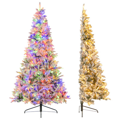 7 Feet Half Artificial Christmas Tree with 852 PE & PVC Branch Tips and 9 Modes