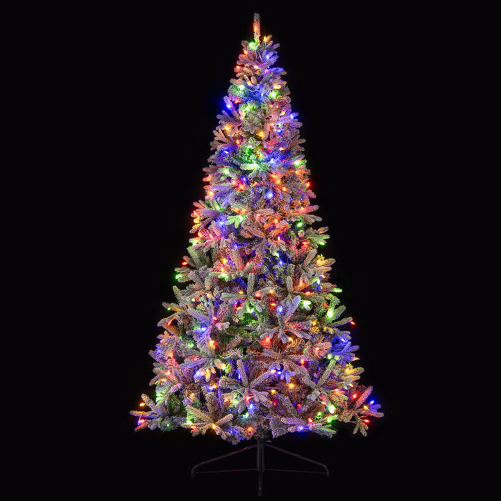 7 Feet Half Artificial Christmas Tree with 852 PE &amp; PVC Branch Tips and 9 Modes