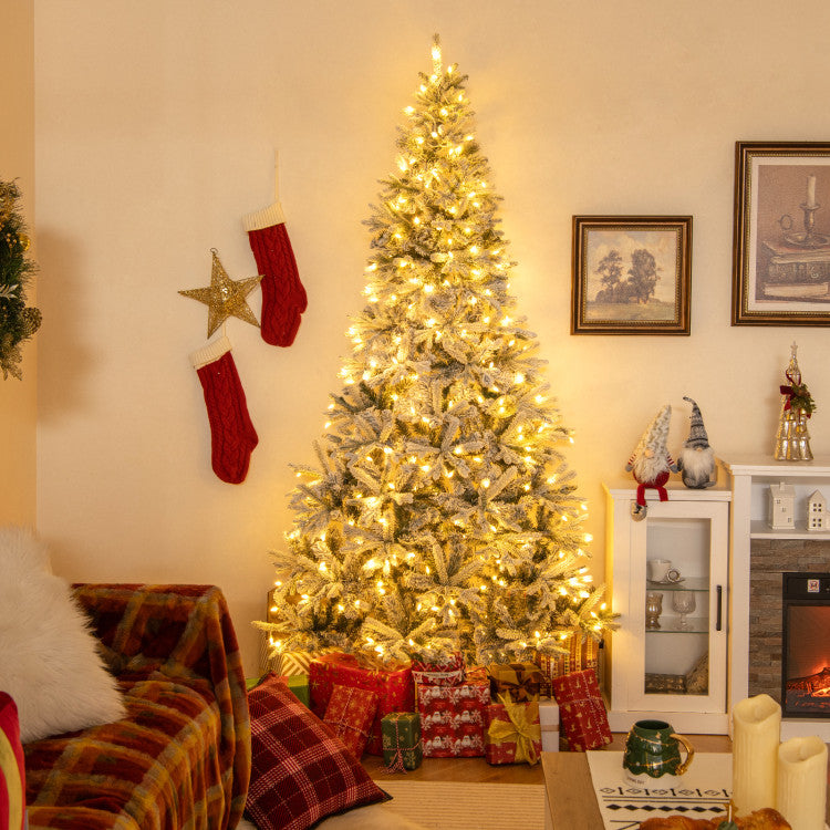 7 Feet Half Artificial Christmas Tree with 852 PE &amp; PVC Branch Tips and 9 Modes