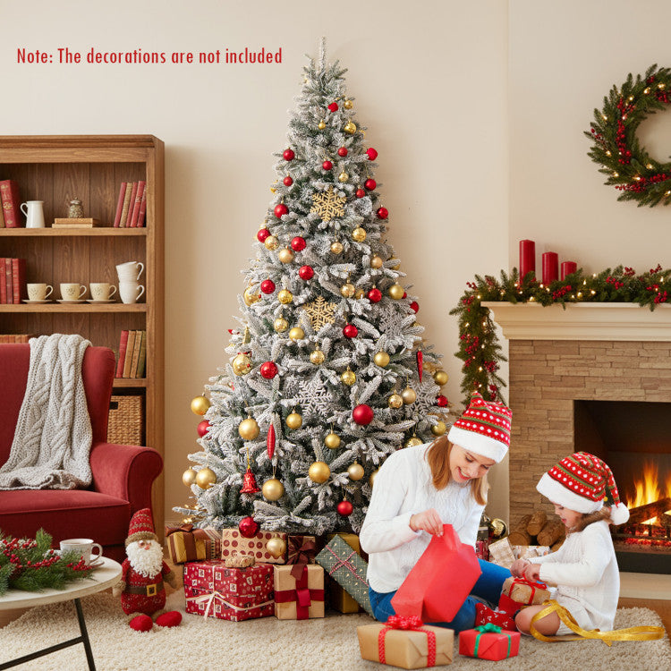 7 Feet Half Artificial Christmas Tree with 852 PE & PVC Branch Tips and 9 Modes