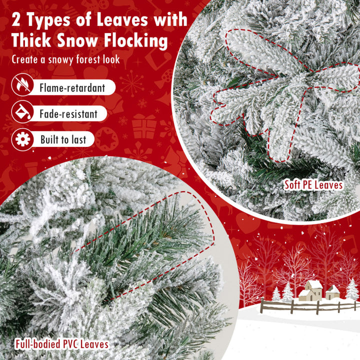 7 Feet Half Artificial Christmas Tree with 852 PE &amp; PVC Branch Tips and 9 Modes