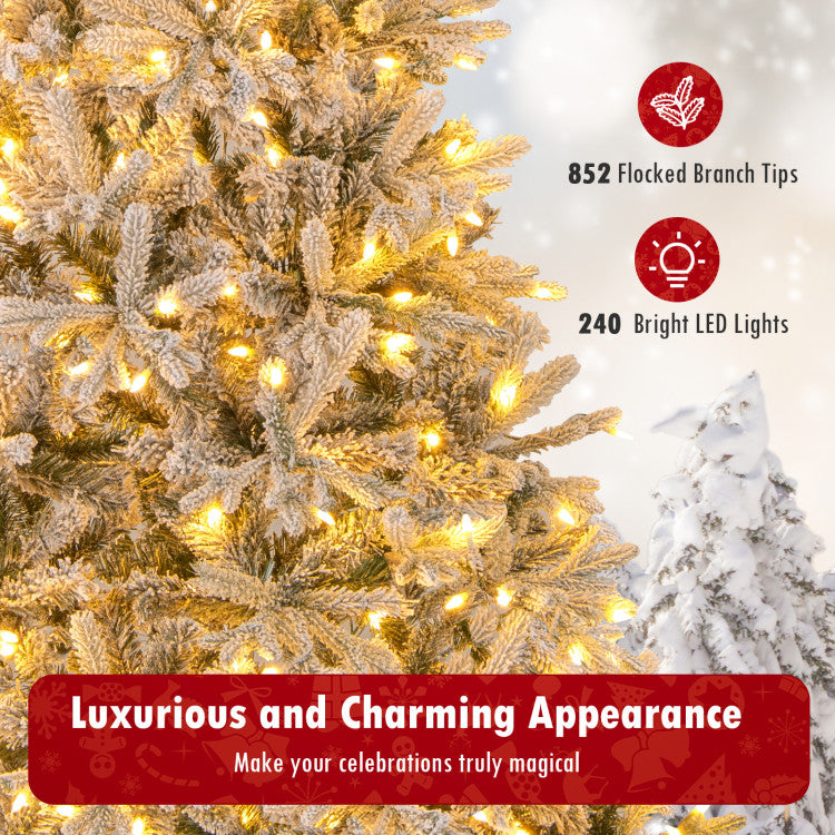 7 Feet Half Artificial Christmas Tree with 852 PE &amp; PVC Branch Tips and 9 Modes