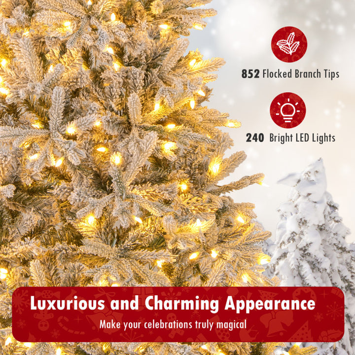 7 Feet Half Artificial Christmas Tree with 852 PE &amp; PVC Branch Tips and 9 Modes
