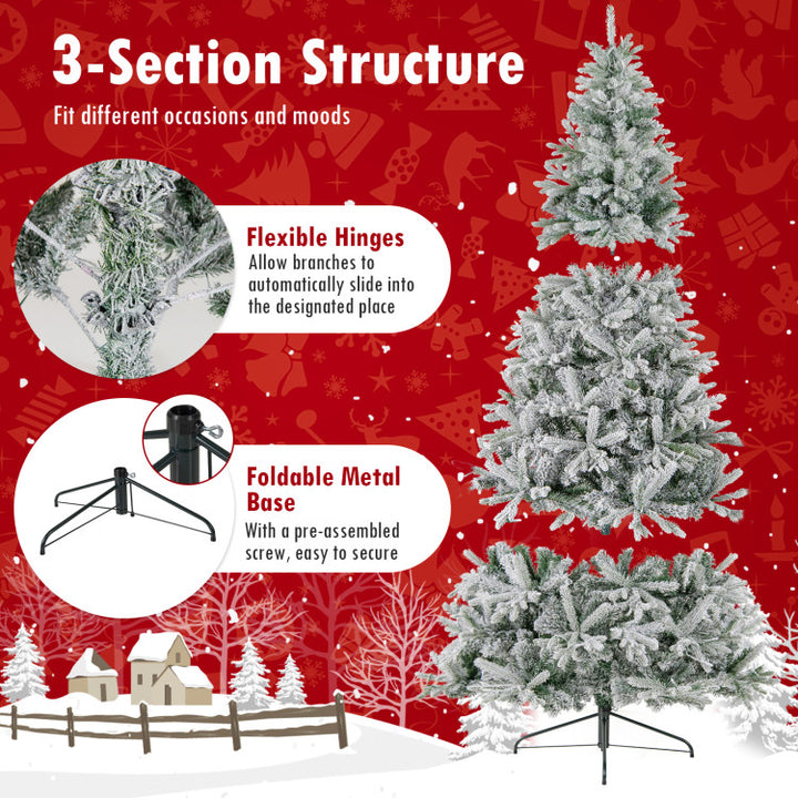 7 Feet Half Artificial Christmas Tree with 852 PE &amp; PVC Branch Tips and 9 Modes