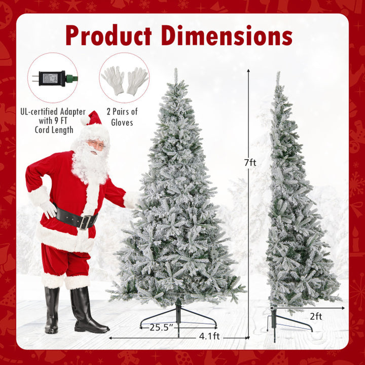7 Feet Half Artificial Christmas Tree with 852 PE &amp; PVC Branch Tips and 9 Modes