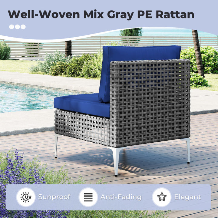 7 Piece Outdoor Furniture Set Wicker Chairs with Tempered Glass Coffee Table
