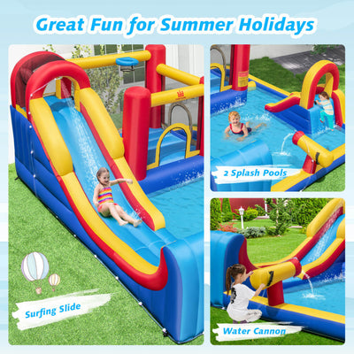 7 in 1 Outdoor Giant Inflatable Bounce House Water Slides with 950W Blower and Splash Pools