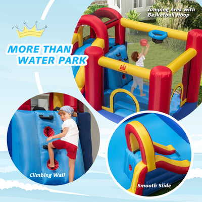 7 in 1 Outdoor Giant Inflatable Bounce House Water Slides with 950W Blower and Splash Pools