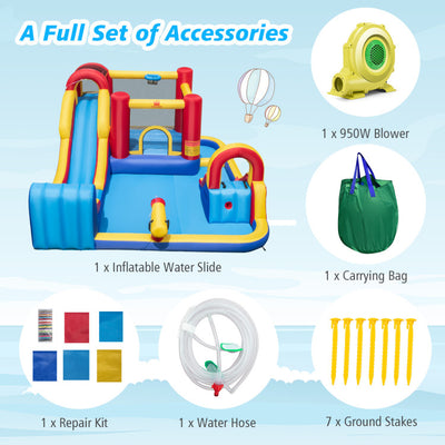 7 in 1 Outdoor Giant Inflatable Bounce House Water Slides with 950W Blower and Splash Pools