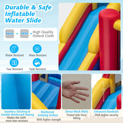7 in 1 Outdoor Giant Inflatable Bounce House Water Slides with 950W Blower and Splash Pools