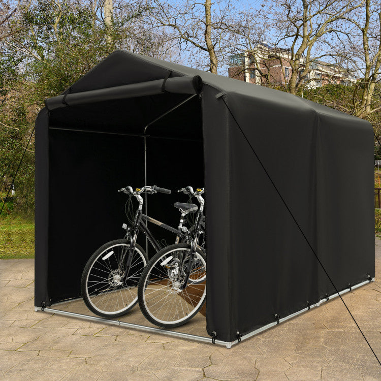 7x5.2Ft Heavy Duty Storage Shelter Tent Outdoor Portable Bike Shed with Waterproof Cover and Roll-up Zipper Door