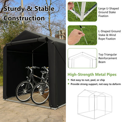 7x5.2Ft Heavy Duty Storage Shelter Tent Outdoor Portable Bike Shed with Waterproof Cover and Roll-up Zipper Door