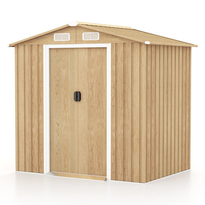 8.5x6.5FT Outdoor Weather Resistant Storage Shed Metal Ventilated Shelter with Lockable Door and Built-in Ramp