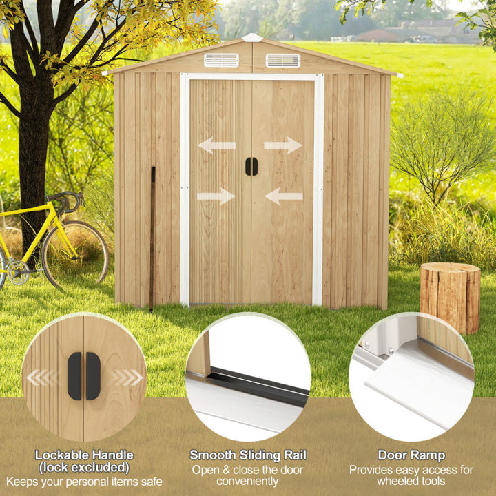 8.5x6.5FT Outdoor Weather Resistant Storage Shed Metal Ventilated Shelter with Lockable Door and Built-in Ramp