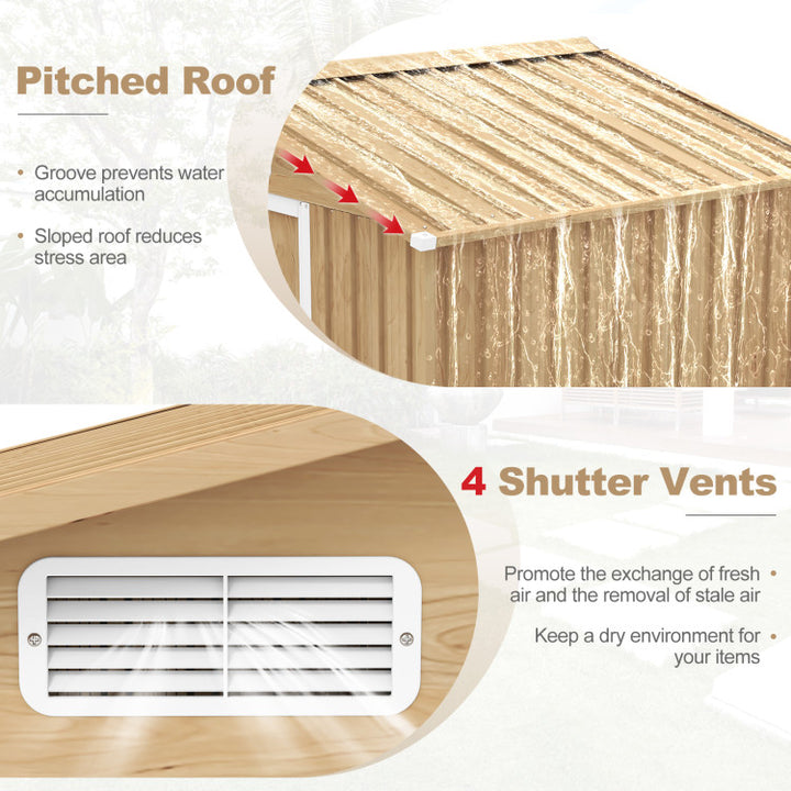 8.5x6.5FT Outdoor Weather Resistant Storage Shed Metal Ventilated Shelter with Lockable Door and Built-in Ramp