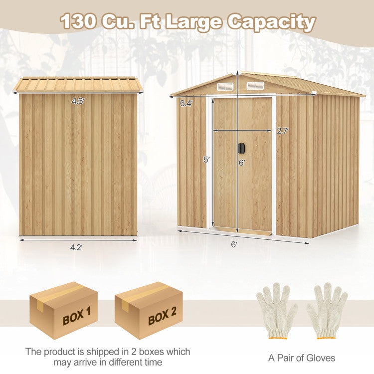 8.5x6.5FT Outdoor Weather Resistant Storage Shed Metal Ventilated Shelter with Lockable Door and Built-in Ramp